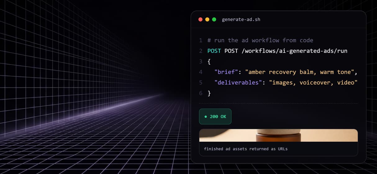Generate ads from code or an agent