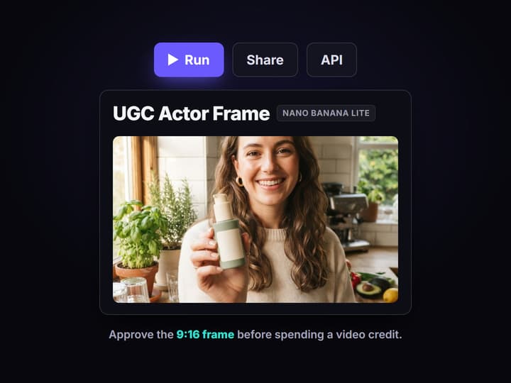 Render the actor frame on Nano Banana Lite
