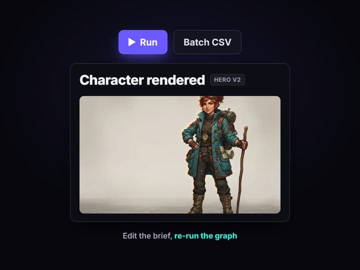 Upscale, re-run, or batch a roster