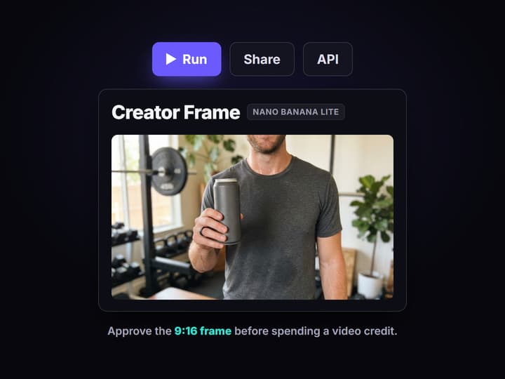 Render the creator frame on Nano Banana Lite