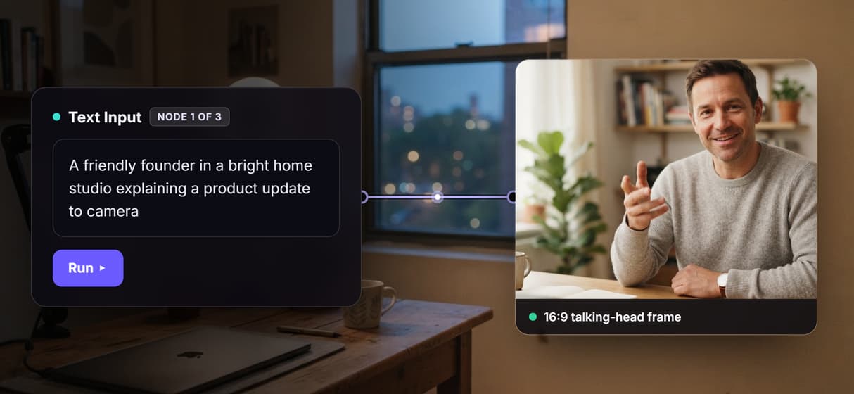 Script to talking-head frame with Nano Banana Lite
