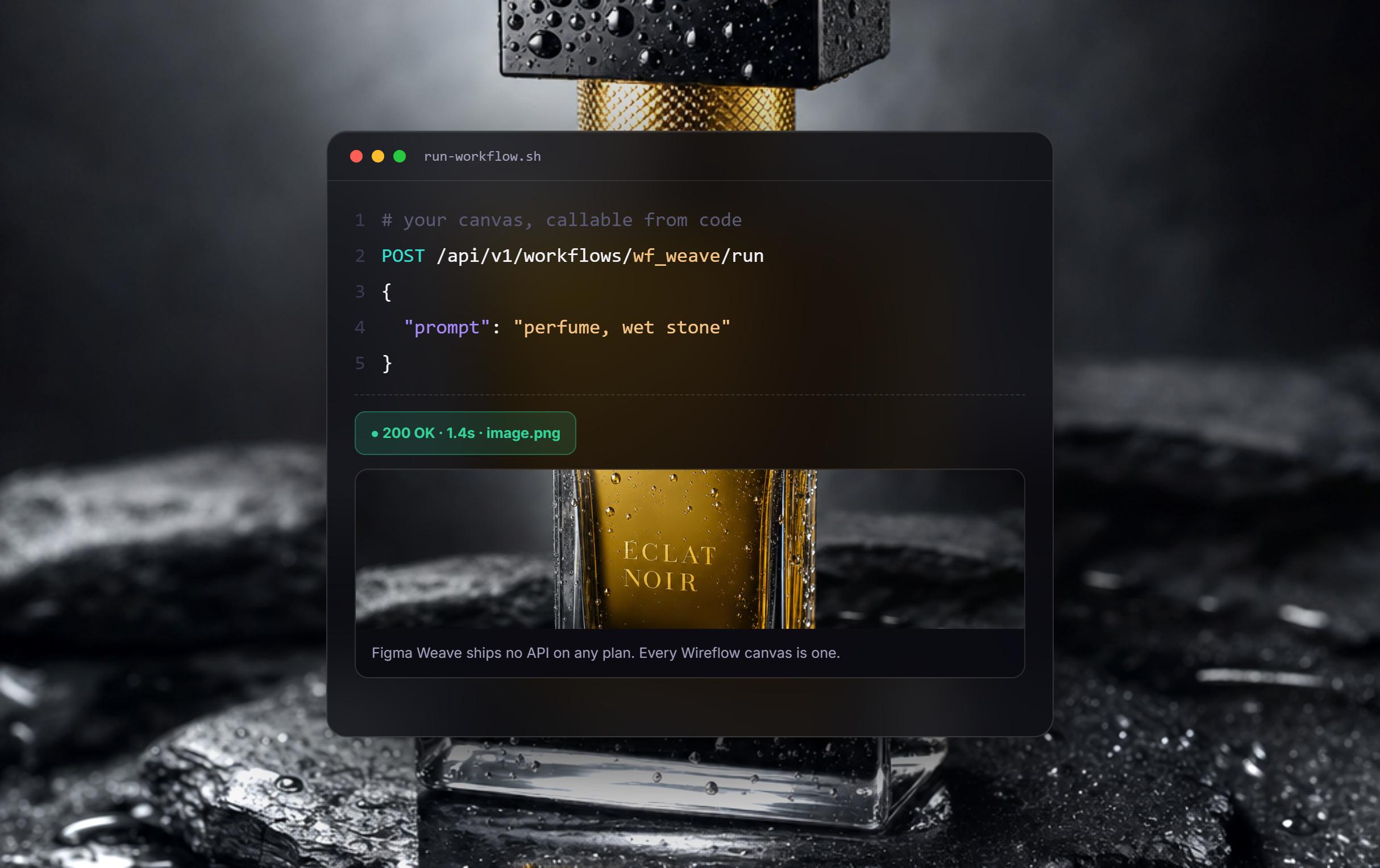 No API in Figma Weave. Every Wireflow Canvas Is One