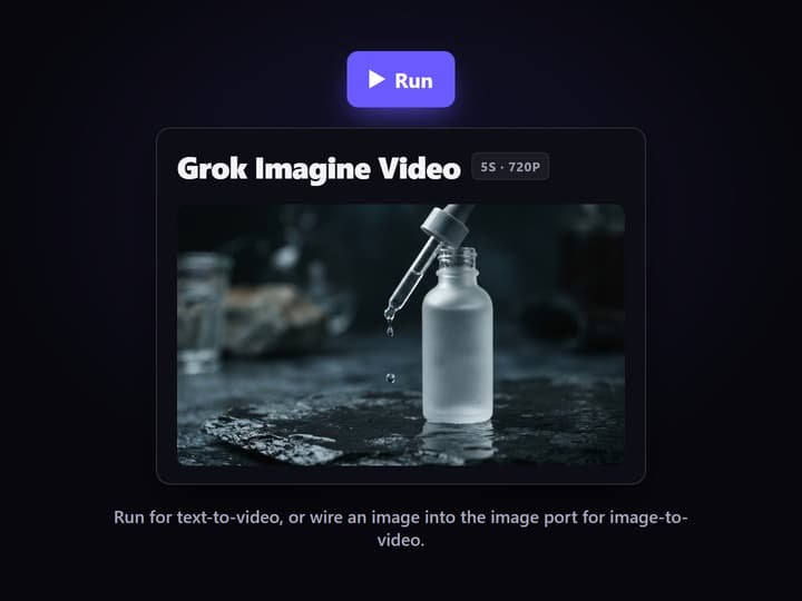 Run text to video, or wire a start image