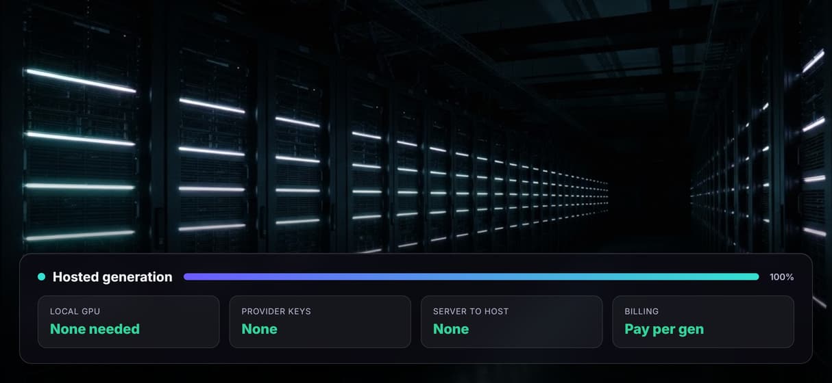 Hosted, so no bridge to run and no keys