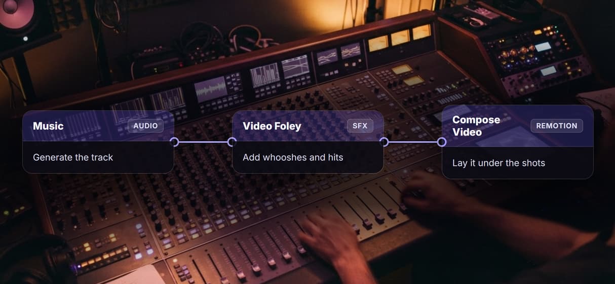 Music chains into video and foley